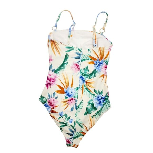 Tropical Floral One-Piece Swimsuit  Adjustable Straps By Shade  Shore Size S - Picture 2 of 10